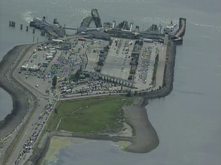 A look at the traffic at the Tsawwassen Ferry Terminal on July 22, 2016. 