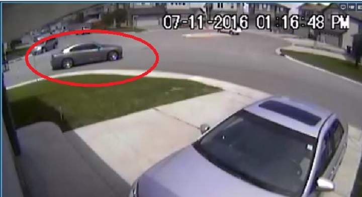 Police believe the man in custody may have been driving this dark sedan in the area Baillie’s car was found.