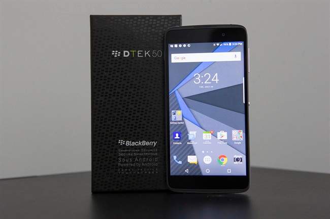 The BlackBerry DTEK50 is pictured at its launch in Toronto on Tuesday, July 26, 2016. THE CANADIAN PRESS/Chris Young.
