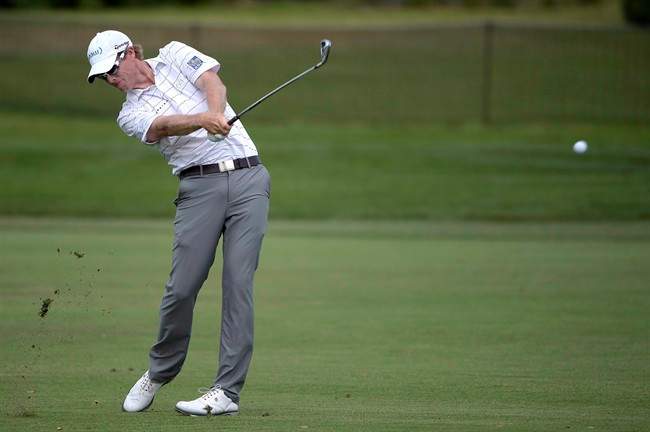 David Hearn hits from the 16th fairway during the first round of the Arnold Palmer Invitational golf tournament in Orlando, Fla., on March 17, 2016.