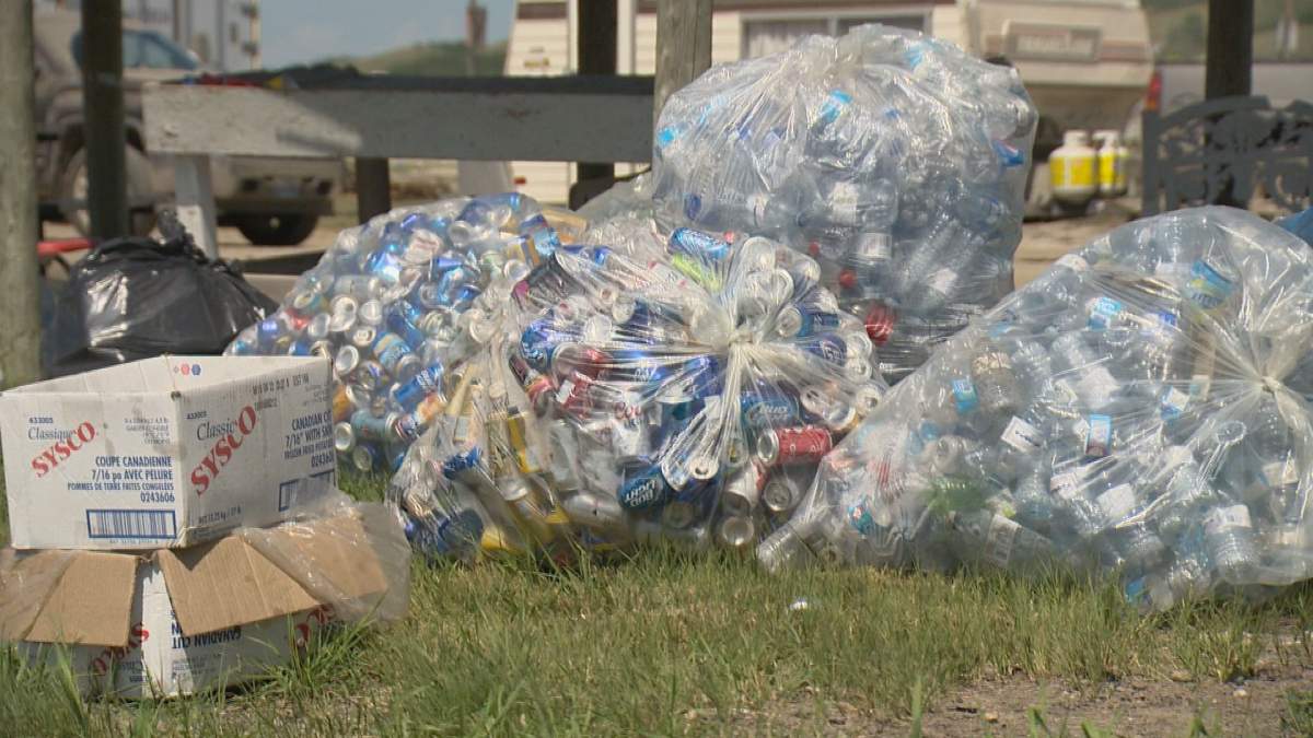 A small percentage of the thousands of beer cans left behind in the Jamboree hangover.