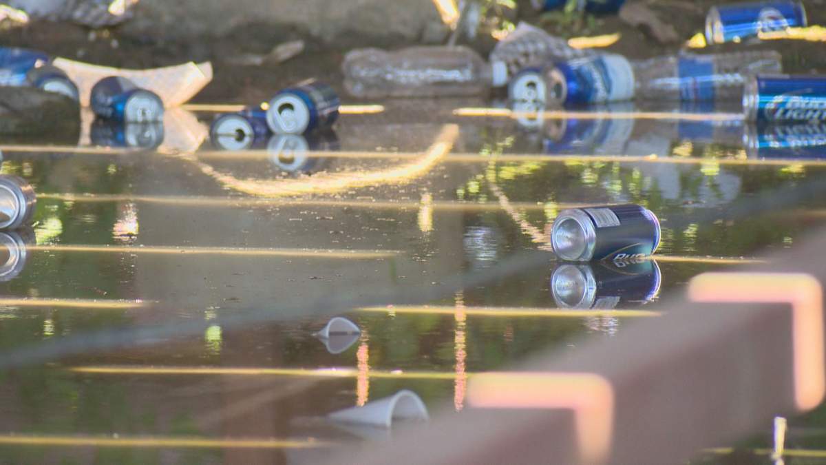 The small lake of beer underneath the Craven grandstand bleachers.