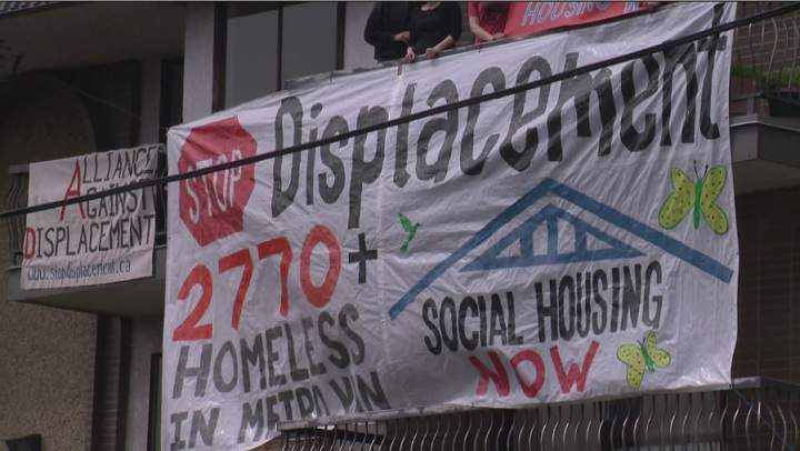 The Alliance Against Displacement is occupying an empty low-rise apartment building on the 5000-block of Imperial Street in Burnaby.