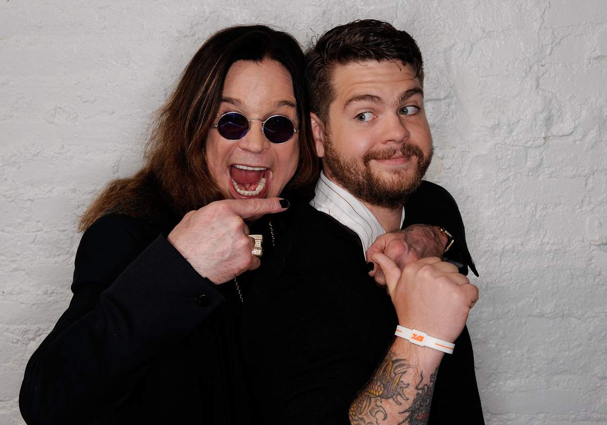 Ozzy Osbourne and son, producer Jack Osbourne visit the Tribeca Film Festival 2011 portrait studio on April 25, 2011 in New York City.