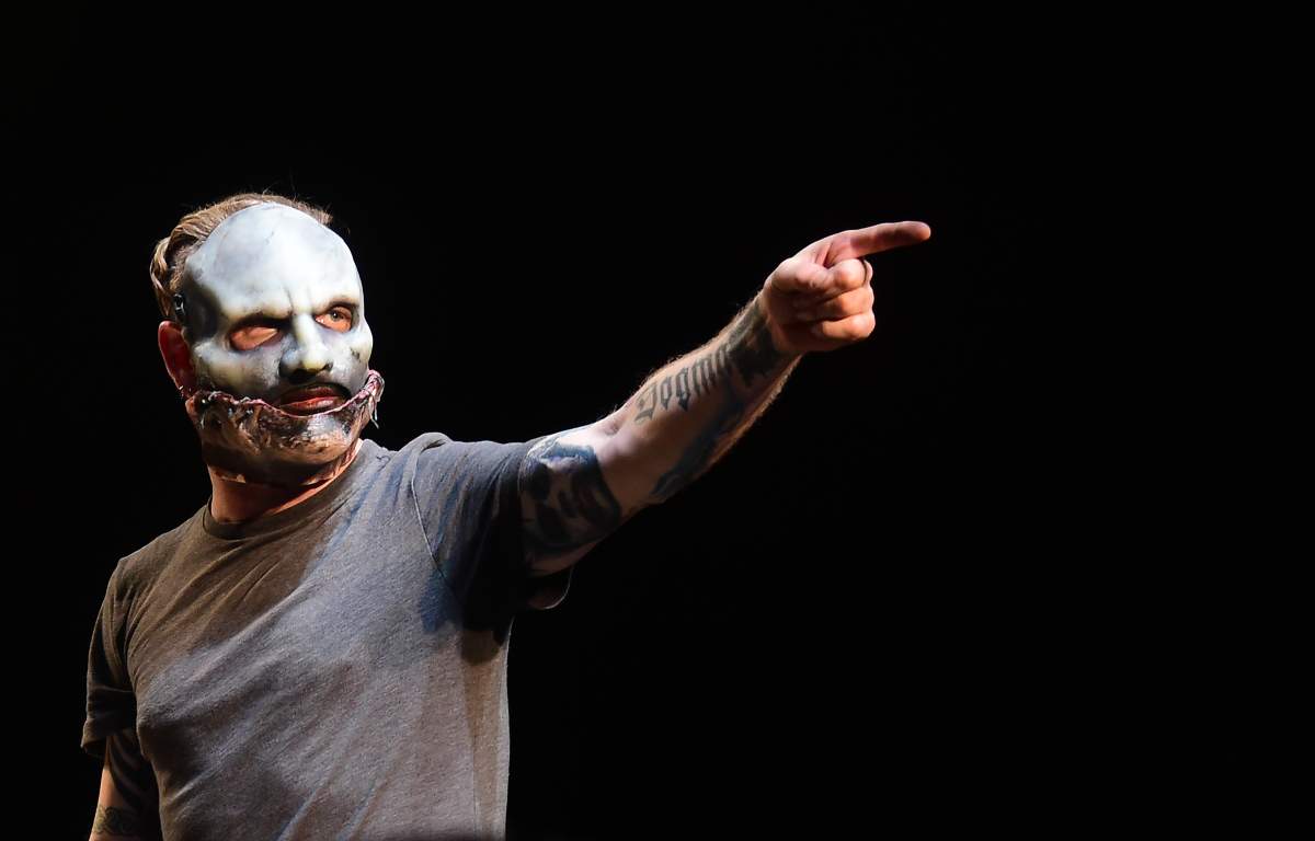 Corey Taylor of Slipknot performs on stage on May 12, 2016 in Los Angeles, California, where members of the bands Black Sabbath and Slipknot announced they will team up for the Ozzfest meets Knotfest concert in September in September in San Bernardino, California. 