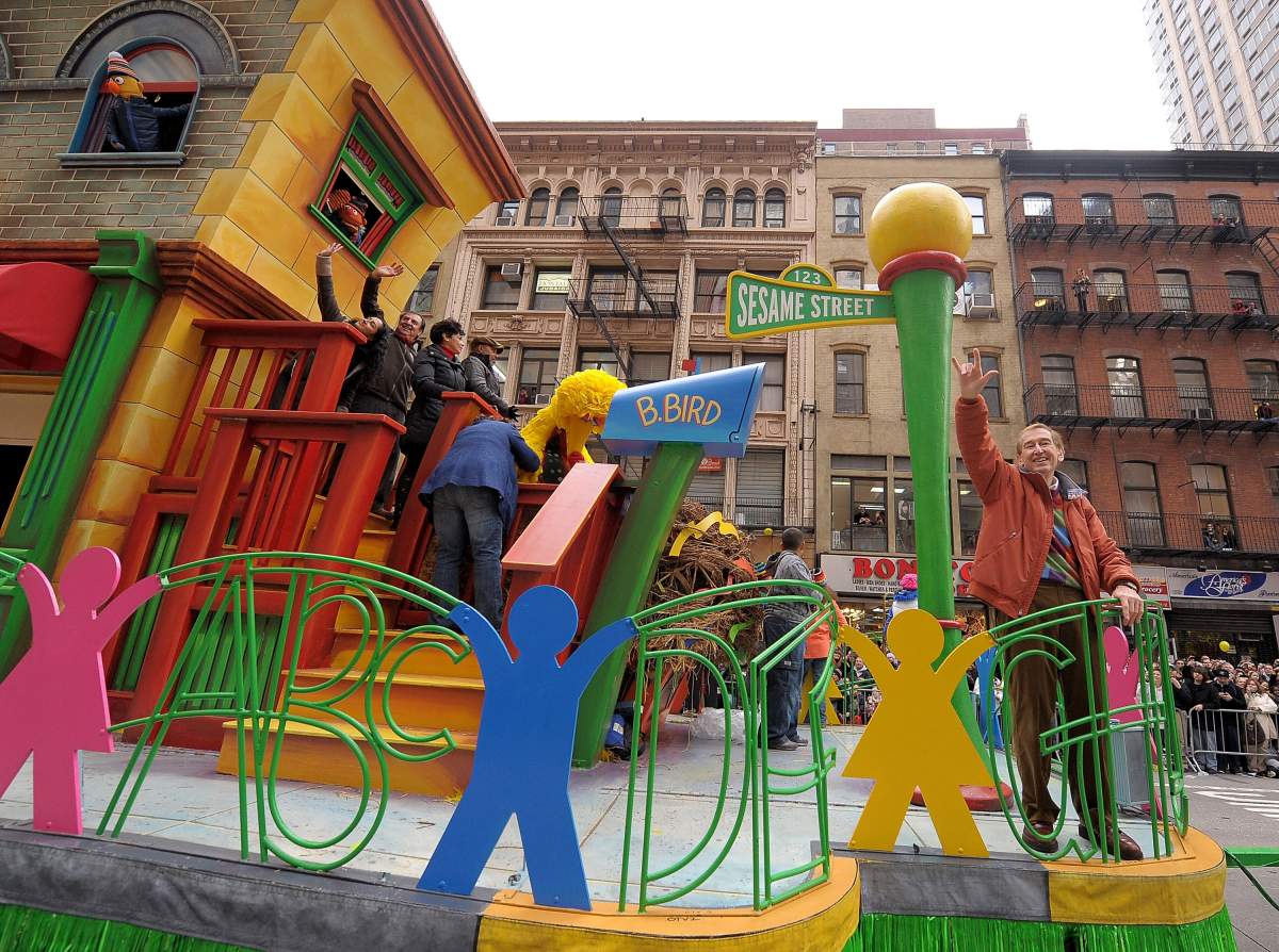 Sesame Street's Bob McGrath waves to the crowd while riding on a float during the 83rd annual Macy's Thanksgiving Day parade on the Streets of Manhattan on November 26, 2009 in New York City. Thanksgiving Day is celebrated in Canada and the United States and traditionally it is a time to give thanks for the harvest. 