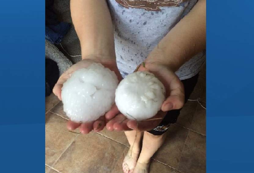 Hail from Tuesday afternoon in Manitou, Man. 