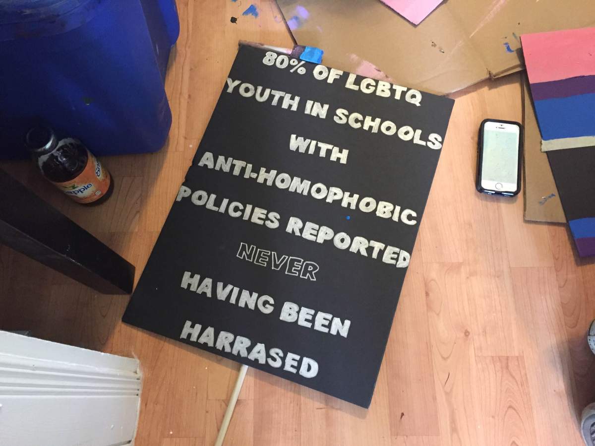 More than two dozen young people showed up to The Youth Project headquarters on Friday to make signs in preparation for the Halifax Pride parade.