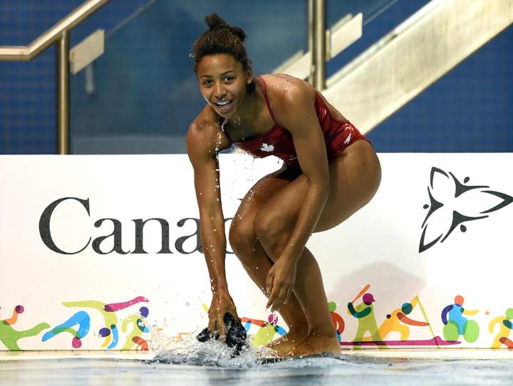 Jennifer Abel of Canada during the Women’s 3m Springboard Finals at the Toronto 2015 Pan American Games in Toronto, Canada July 12, 2015.