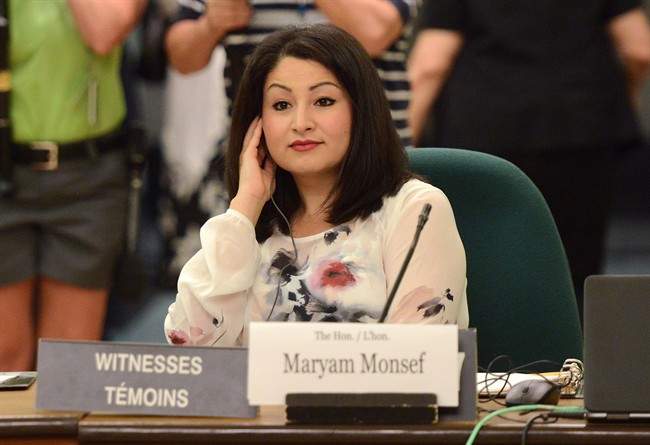 Minister of Democratic Institutions Maryam Monsef appears as a witness at an electoral reform committee on Parliament Hill in Ottawa on Wednesday July 6, 2016. 