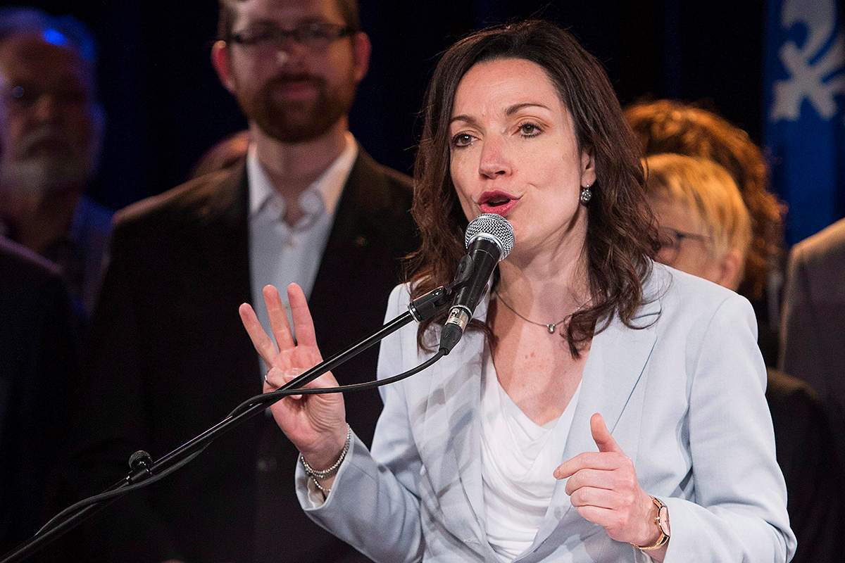 Martine Ouellet speaks to supporters in Montreal, Friday, May 27, 2016, where she announced her intention to run for the leadership of the Parti Québécois.