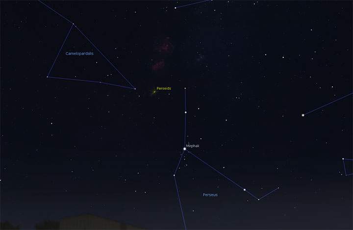 The location from which the Perseids appear to originate.
