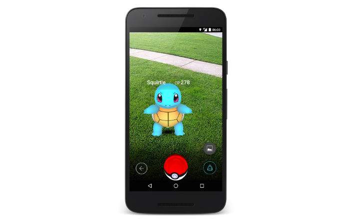 Pokémon character Squirtle seen in the Pokémon GO game.