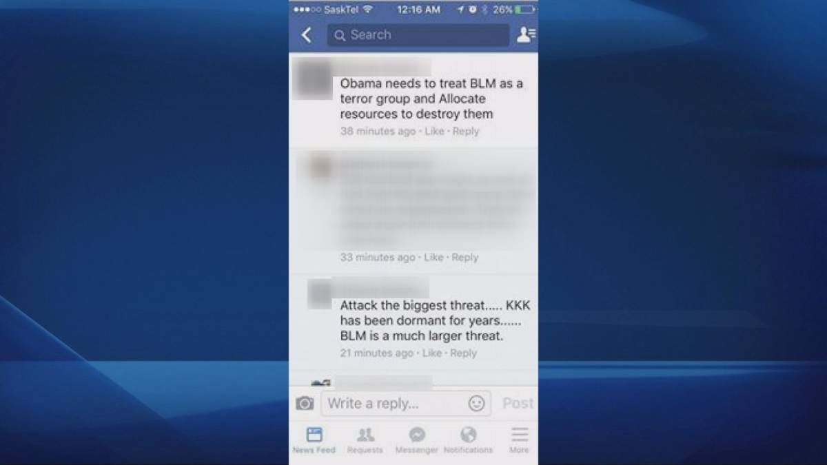 Extremely charged and offensive comment posted by Facebook user.