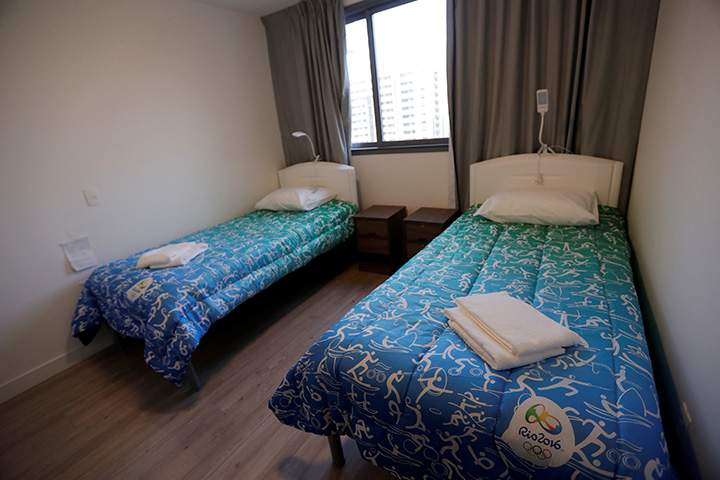 Beds are seen inside the athletes’ accommodation during a guided tour for journalists to the 2016 Rio Olympics Village in Rio de Janeiro, Brazil, July 23, 2016.