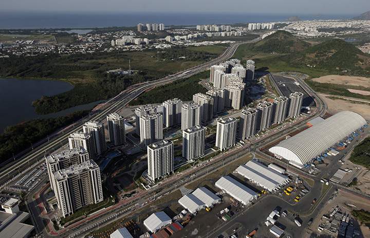 An aerial view of the 2016 Rio Olympics Athletes Village in Rio de Janeiro, Brazil, July 16, 2016.
