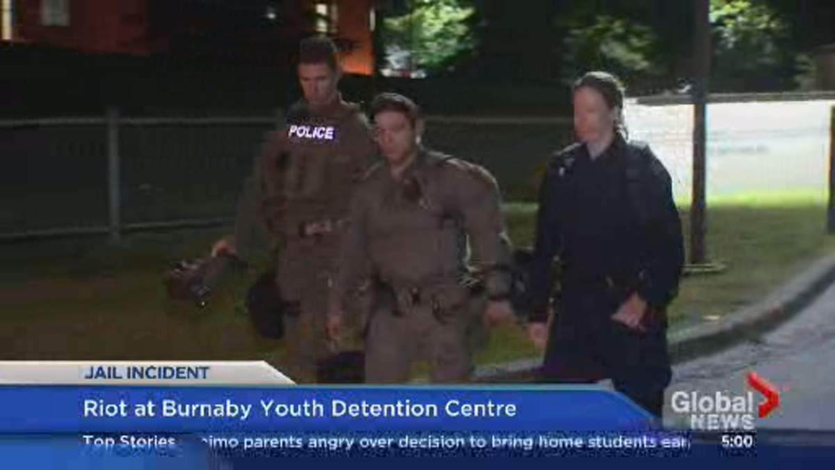 Police on scene outside the Burnaby Youth Detention Centre early Wednesday morning.