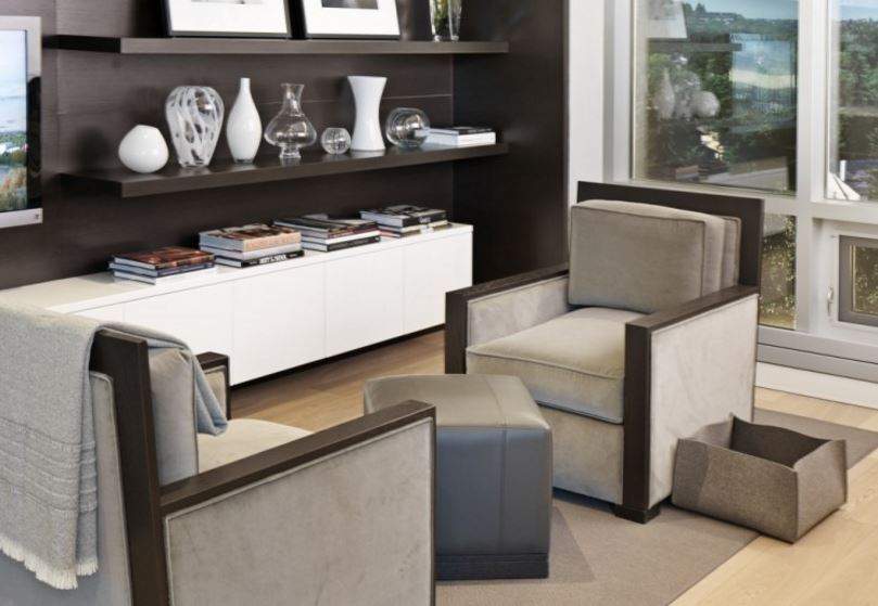 Interior design at The River, a riverfront condominium development in Calgary.