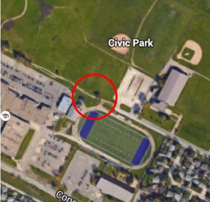 Satellite imagery shows two people who may have been in the southeast corner of Civic Park the morning Krull went missing. Are seeking more information