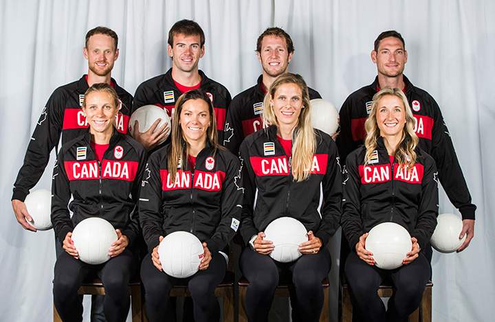 Sarah Pavan and Heather Bansley; Jamie Broder and Kristina Valjas; Chaim Schalk and Ben Saxton; and Josh Binstock and Sam Schachter. 