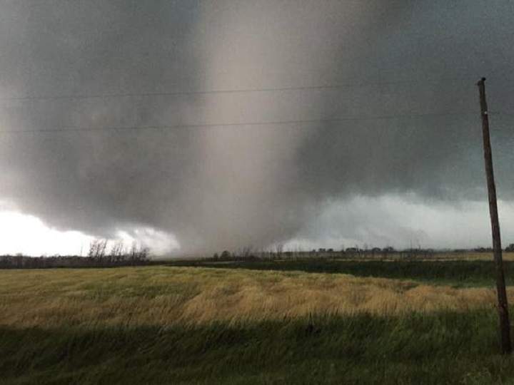 Sean Schofer tweeted out this photo of an enormous tornado in southern Manitoba.