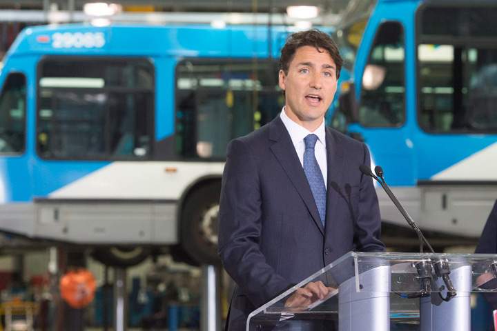 Justin Trudeau at a press conference