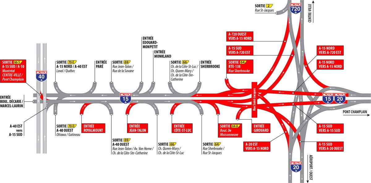 The planned closures on the Decarie Expressway for July 8-11, 2016