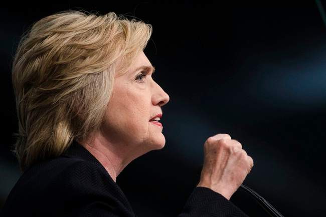  In this July 8, 2016 file photo, Democratic presidential candidate Hillary Clinton speaks in Philadelphia. 