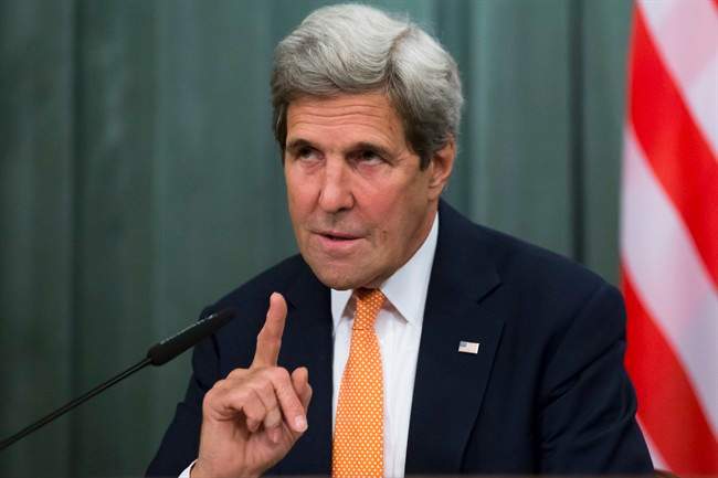 U.S. Secretary of State John Kerry gestures while speaking to the media during his and Russian Foreign Minister Sergey Lavrov news conference following their long talks in Moscow, Russia, Friday, July 15, 2016. Lavrov and other Russian officials have called on their countrymen in Turkey to stay indoors amid uncertainty about whether a military coup is taking place. Lavrov made the statement early Saturday at a news conference with U.S. Secretary of State John Kerry. 