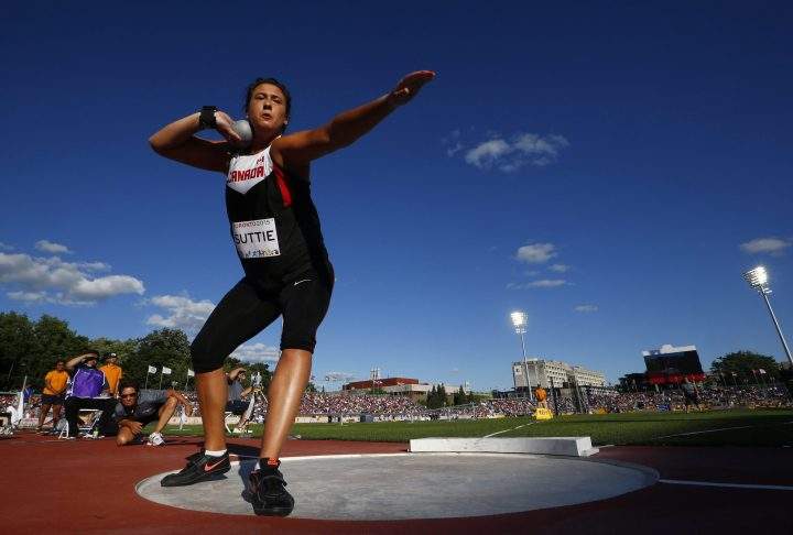 Taryn Suttie of Canada competes in the women's shot put during the athletics at the Pan Am Games in Toronto, Wednesday July 22, 2015.