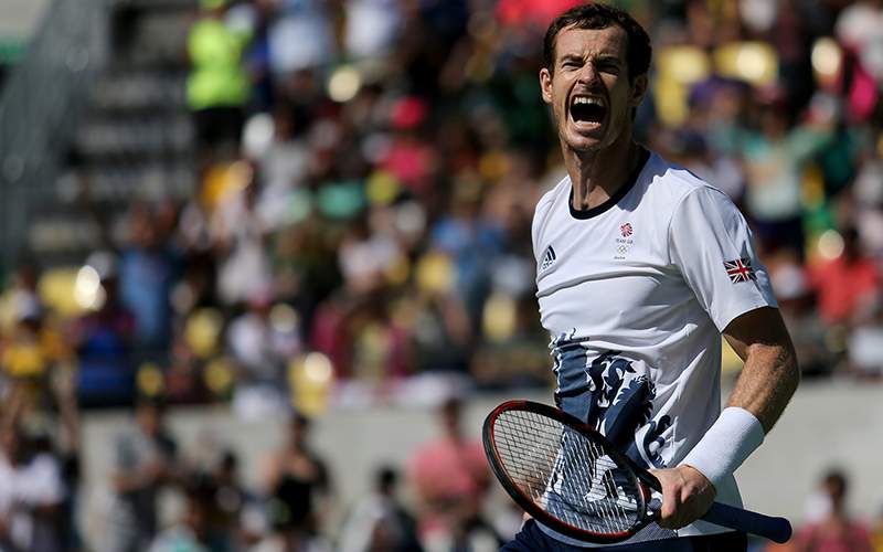 Andy Murray plays against Kei Nishikori in Centre Court of Olympic Tennis Centre, Mens Singles Semifinal of Summer Olympic Games.
