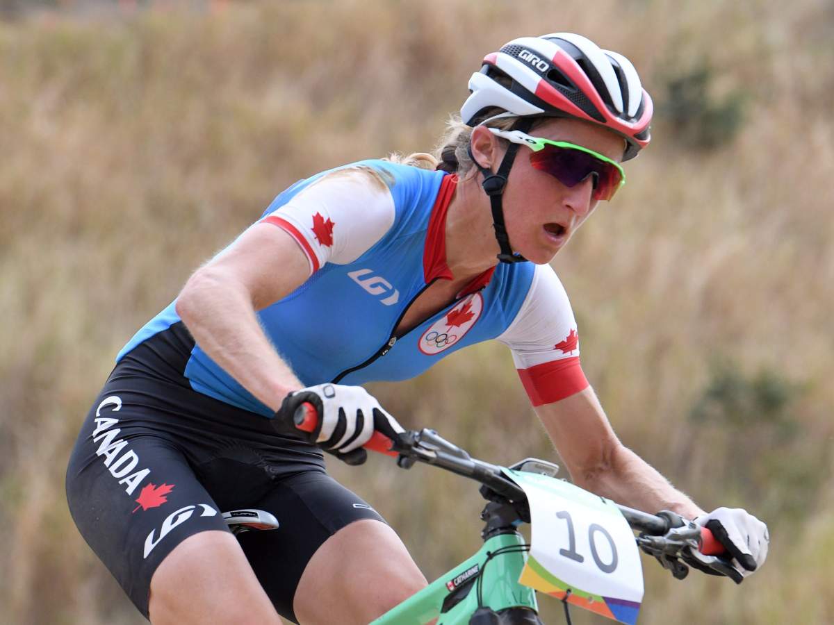 Canada's Catharine Pendrel competes during the women's mountain bike final at the 2016 Olympic Summer Games in Rio de Janeiro, Brazil on Saturday, Aug. 20, 2016. 