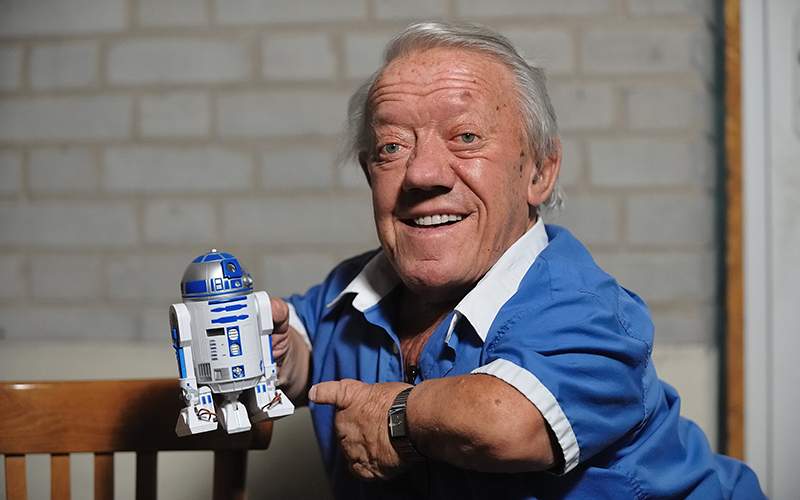 British actor Kenny Baker, also known as the man inside R2-D2 in the popular Star Wars film series.