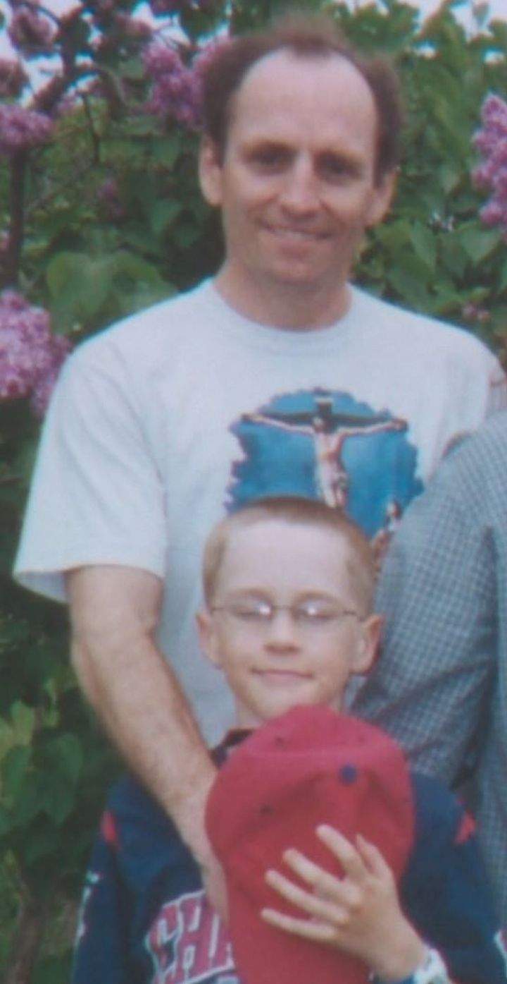 Aaron Driver as a child with his father, Wayne.