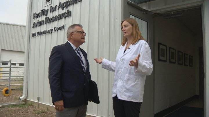 Public Safety Minister Ralph Goodale announced the funding for the Facility for Applied Avian Research and other projects at the University of Saskatchewan.