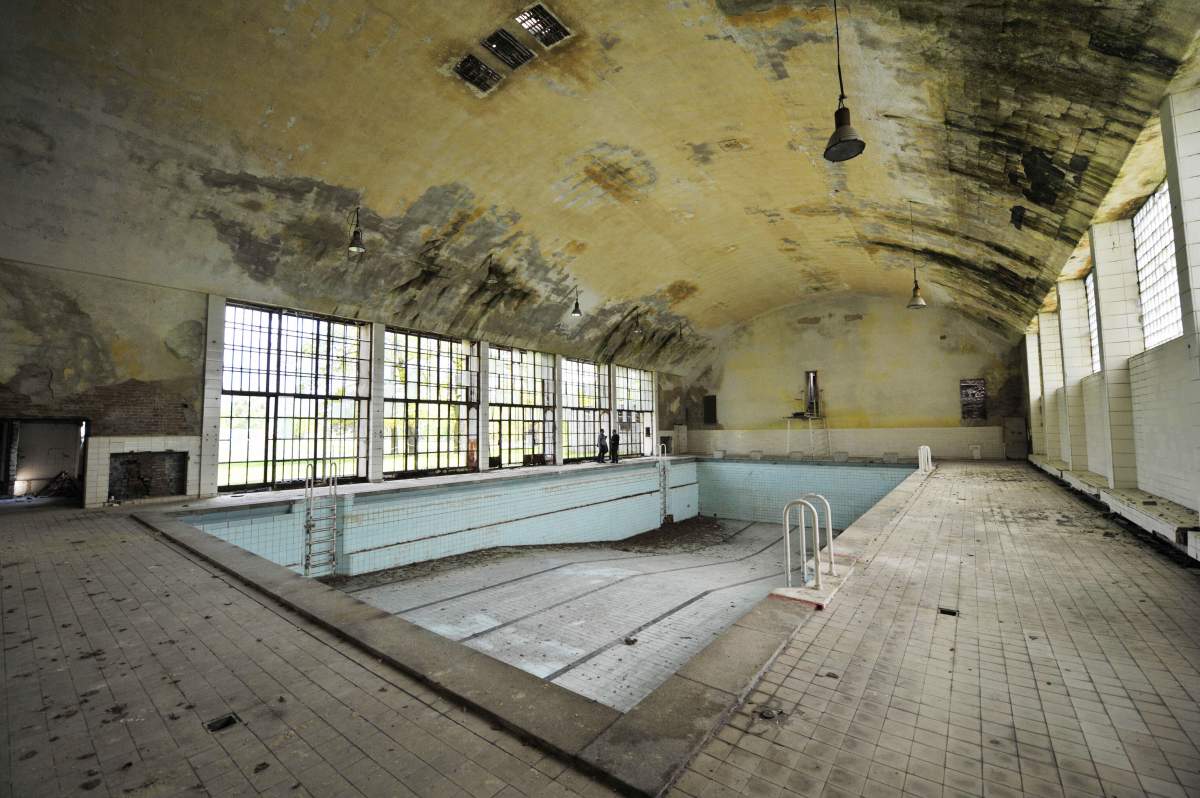 View of the swimming pool in the 1936 Olympic village in Elstal, west of Berlin on May 5, 2008. (JOHN MACDOUGALL/AFP/Getty Images)