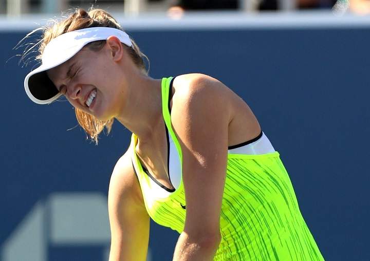 Eugenie Bouchard shows frustration during the US Open 2016 at the Billie Jean King Tennis Centre, Queens, New York on the 30th August 2016. She made an early from the open
exit after losing to  Katerina Siniakova.