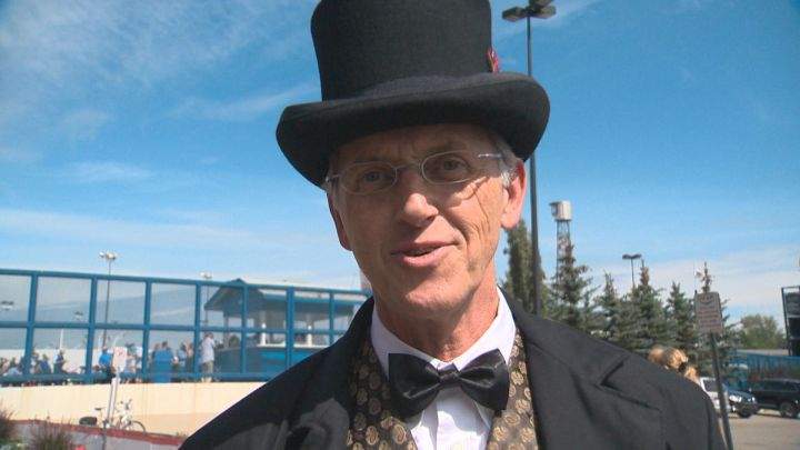 Ernie Kreeft dresses up for what could be the last Canadian Derby ever held in Edmonton. Aug. 20, 2016.