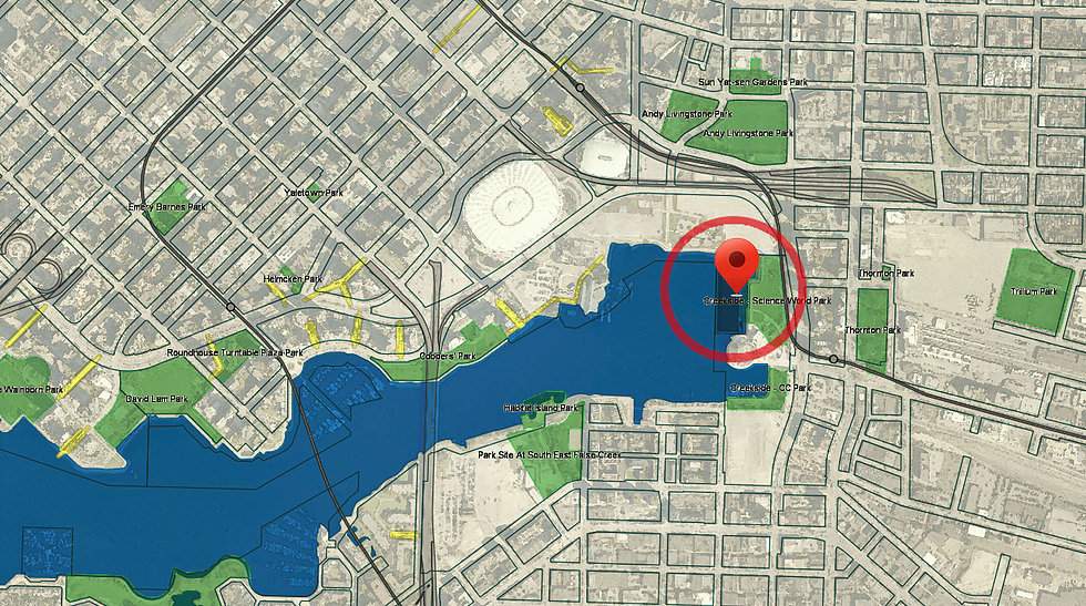 Proposed location between Science World and Creekside Park.