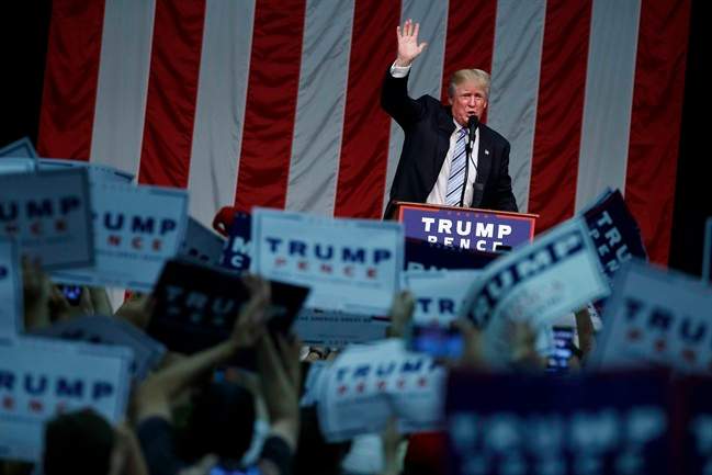 Republican presidential candidate Donald Trump waves after speaking during a campaign rally at Sacred Heart University, Saturday, Aug. 13, 2016, in Fairfield, Conn. The Canadian government has begun a wide-ranging exercise to plan for the potential effects of the American election, including the possibility of a President Donald Trump threatening to scrap the North American Free Trade Agreement.