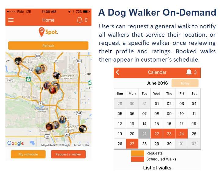 Dog walking app screenshot