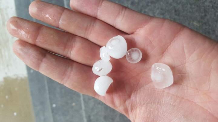 Large hail fell in Brandon, Man.