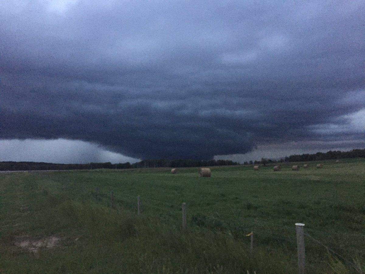 A storm cell near Edson Sunday evening.