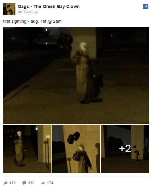 Terrifying clown with black balloons seen wandering streets of Green Bay - image