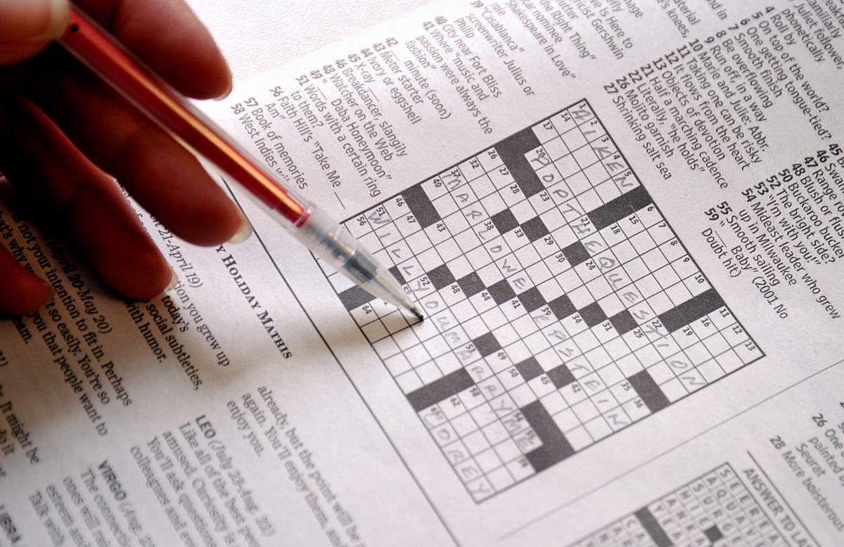 This April 18, 2011 photo shows the April 17 Sunday Washington Post crossword puzzle.  