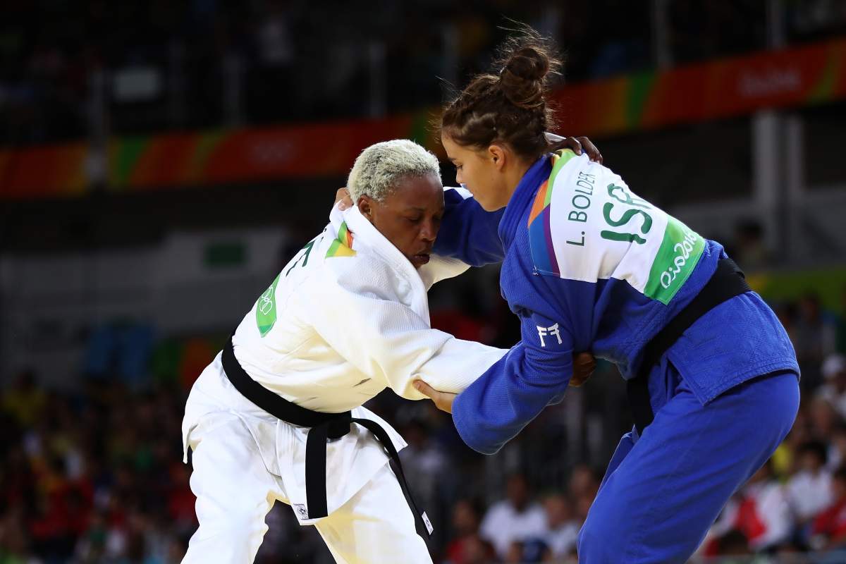 Linda Bolder of Israel competes against Yolande Bukasa of the Refugee Olympic Team during a Women’s -70kg bout on Day 5 of the Rio 2016 Olympic Games at Carioca Arena 2 on August 10, 2016 in Rio de Janeiro, Brazil.