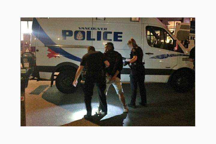 Louie Mojica being arrested in Vancouver in May 2016.