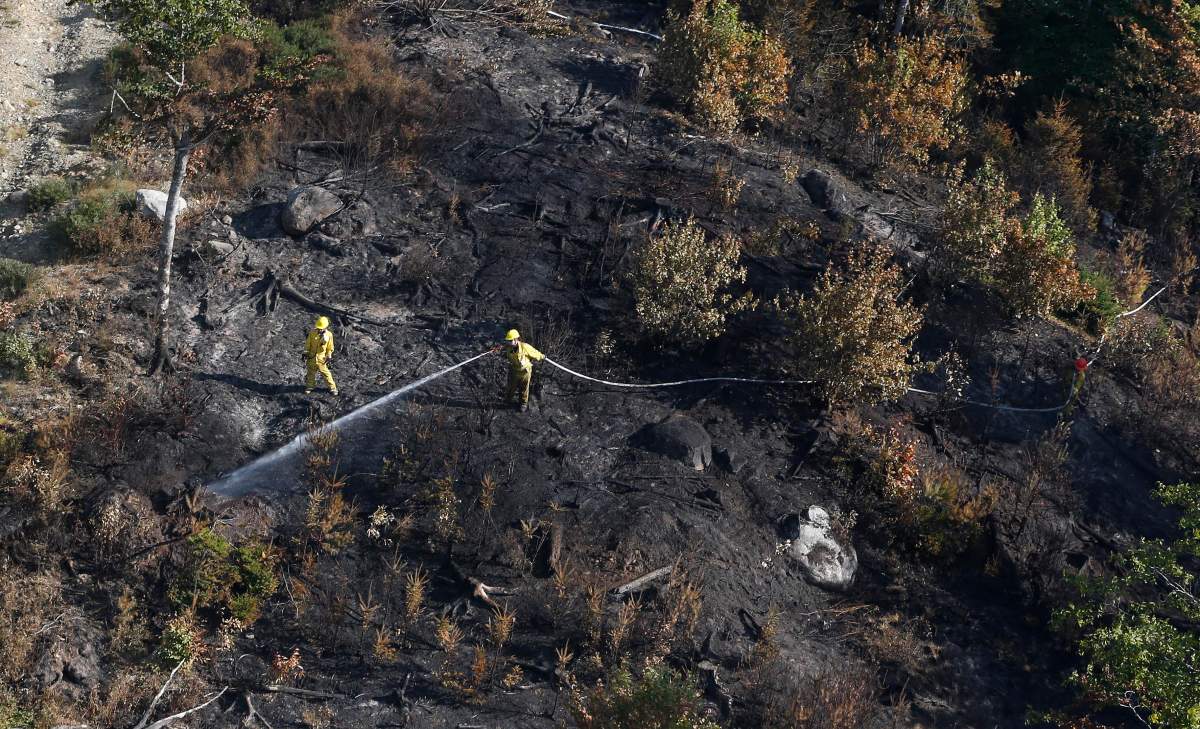 Crews continue to fight the now contained Maitland Bridge fire.