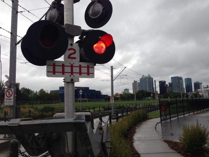 The Metro Line LRT in Edmonton, near the Royal Alexandra Hospital. 