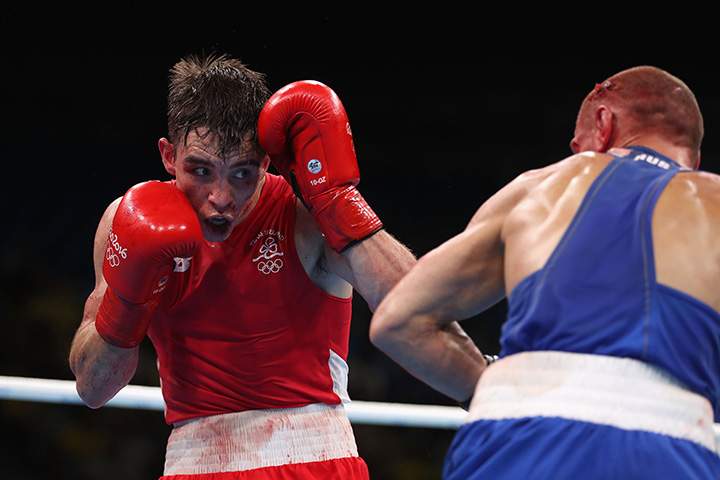 Ireland’s Michael Conlan fights Vladimir Nikitin of Russia in the men’s boxing bantam quarterfinal on August 16, 2016 in Rio de Janeiro, Brazil.